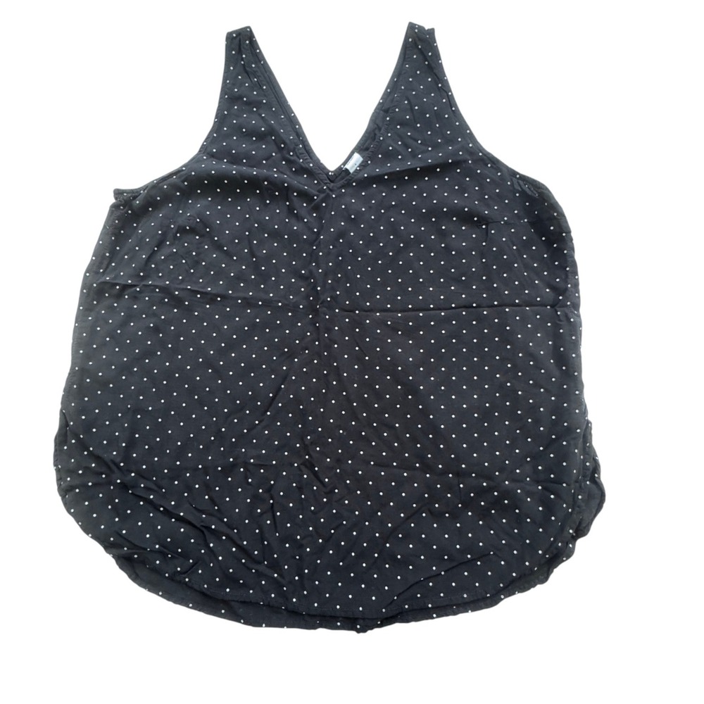 Old Navy Black White Polka Dot V Neck Tank Top Womens L Sleeveless Relaxed Fit